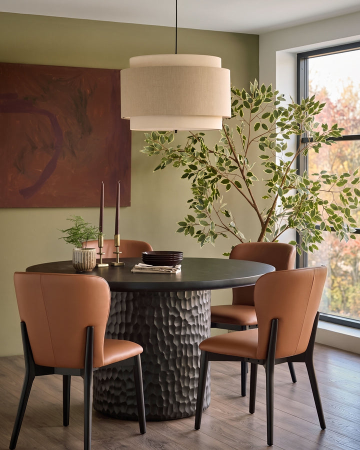 Franco tan leather dining chair - set of 2