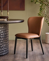 Franco tan leather dining chair - set of 2