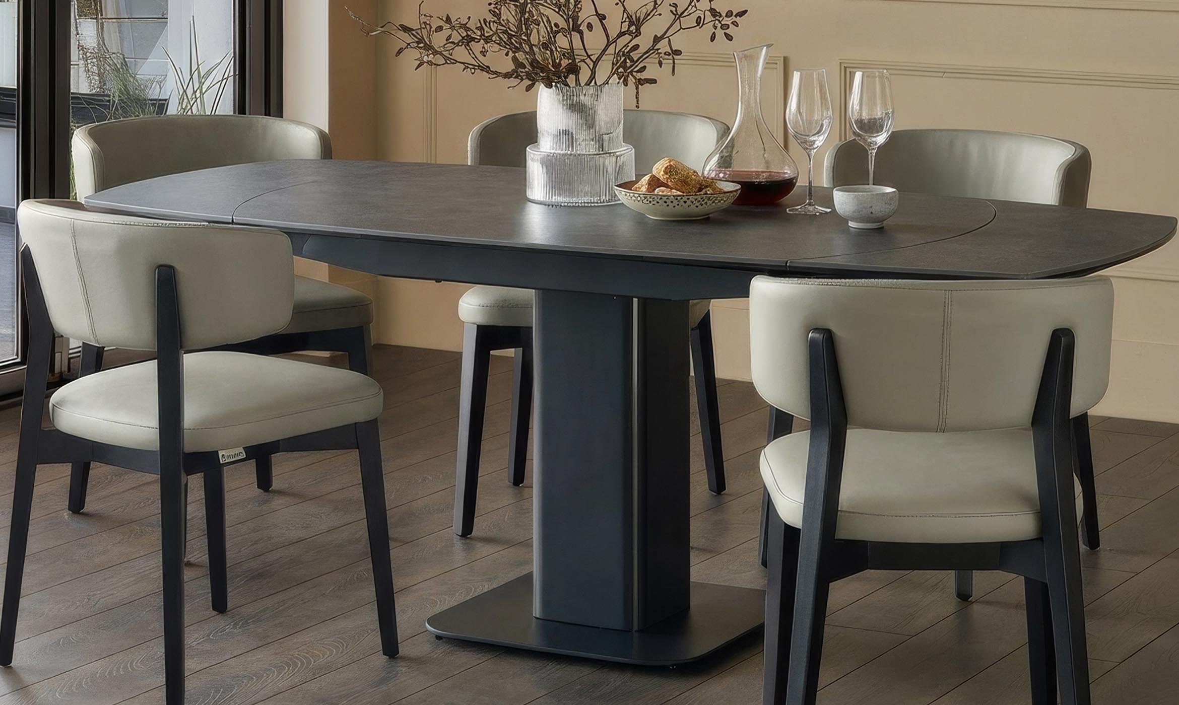 Fraser dark grey ceramic 4-6 extending dining table