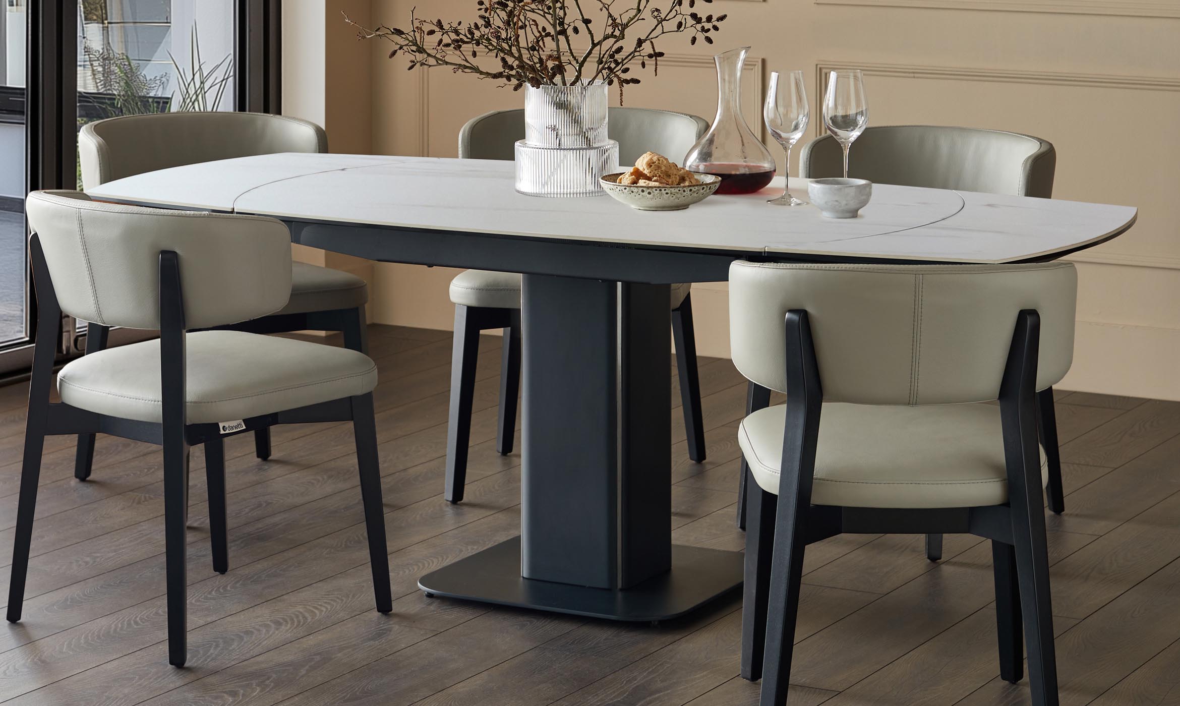 Fraser white ceramic 4-6 seater extending dining table
