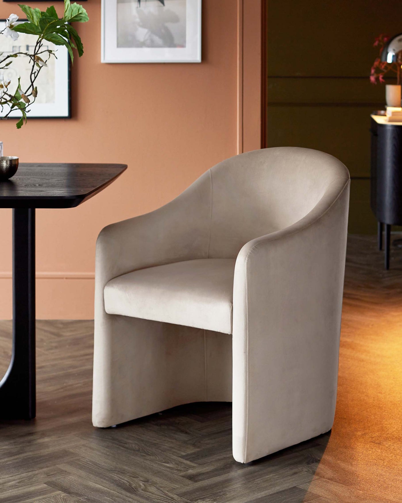 Freya champagne velvet dining chair