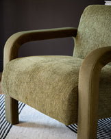 Garda olive green chenille fabric occasional chair