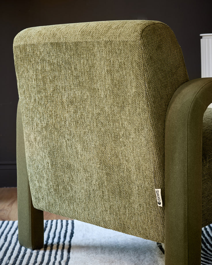 Garda olive green chenille fabric occasional chair