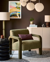 Garda olive green chenille fabric occasional chair