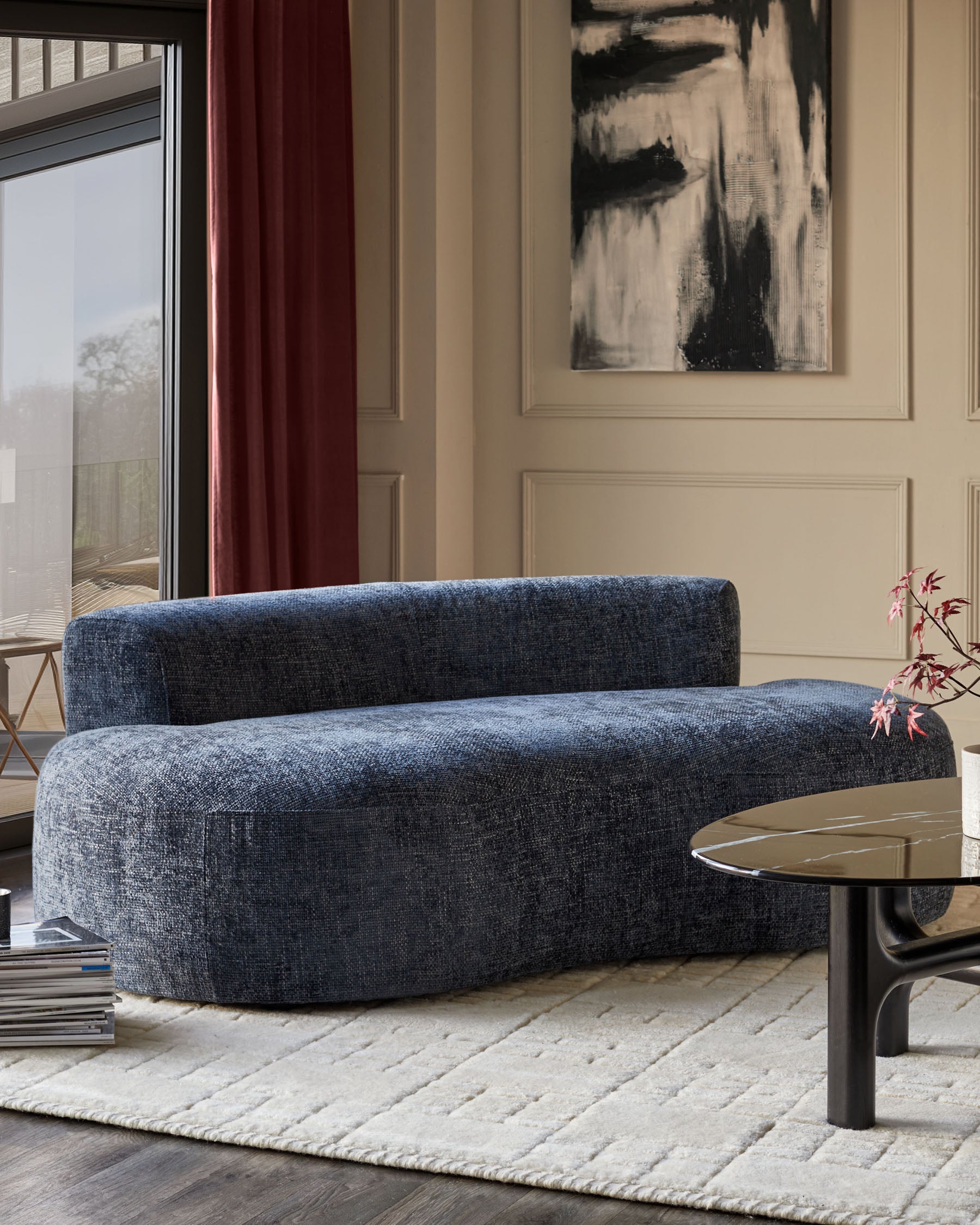 Gianna Dark Blue Weave 2 Seater Sofa – Danetti