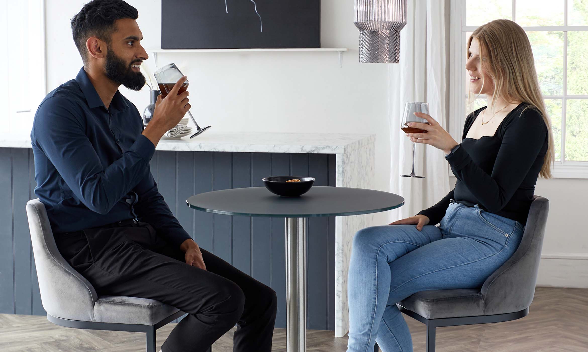 Grande Dark Grey Frosted Glass 2 Seater Bar Table