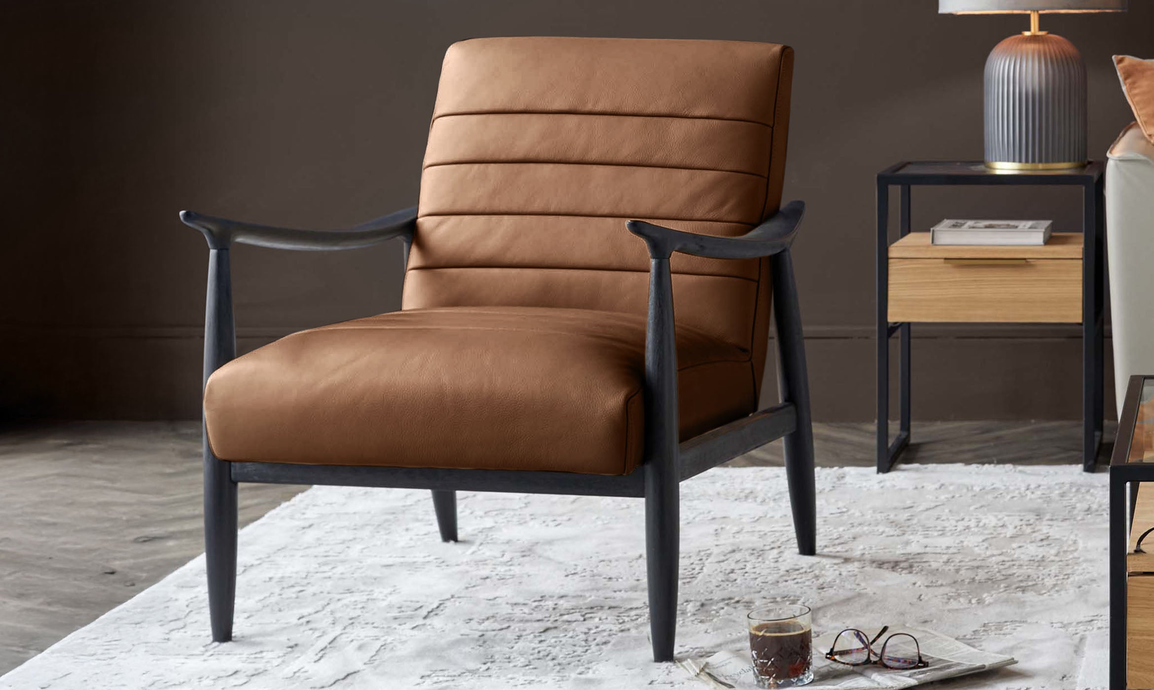 Greyson tan leather occasional chair