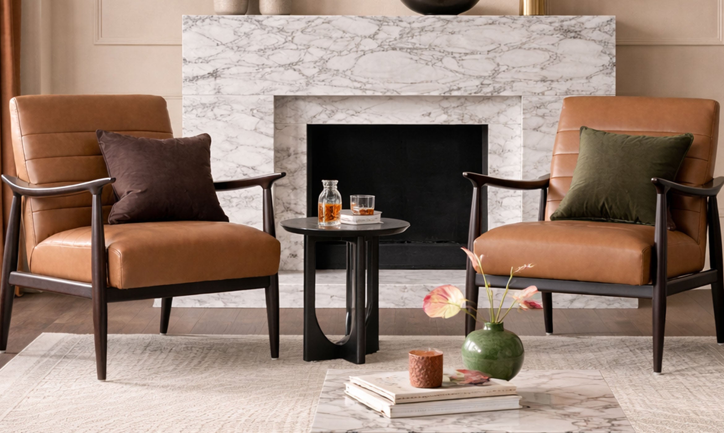 Greyson tan leather occasional chair