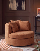 Gwen apricot chenille swivel armchair