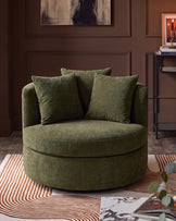 Gwen dark green chenille swivel armchair