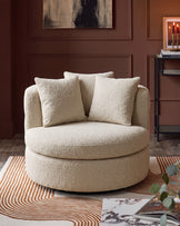 Gwen natural fabric swivel armchair
