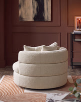 Gwen natural fabric swivel armchair