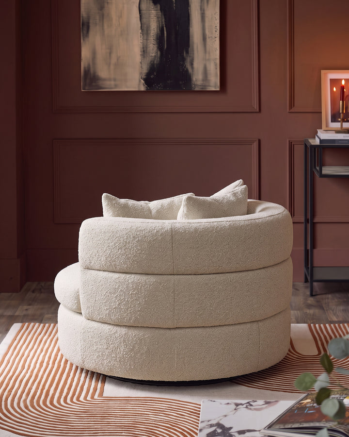 Gwen natural fabric swivel armchair
