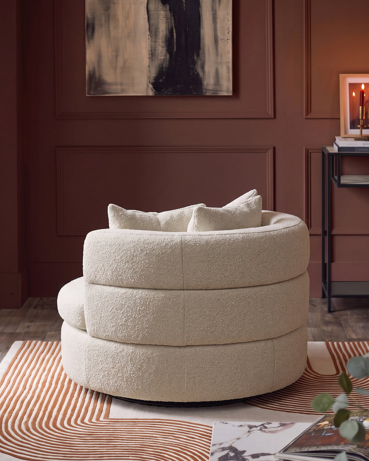 Gwen natural fabric swivel armchair