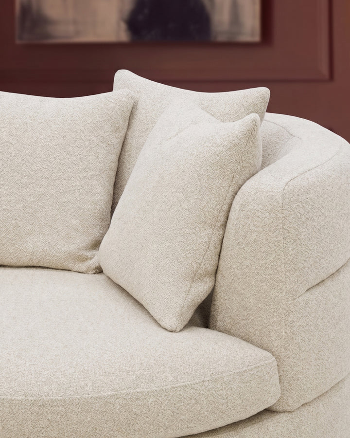 Gwen natural fabric swivel armchair