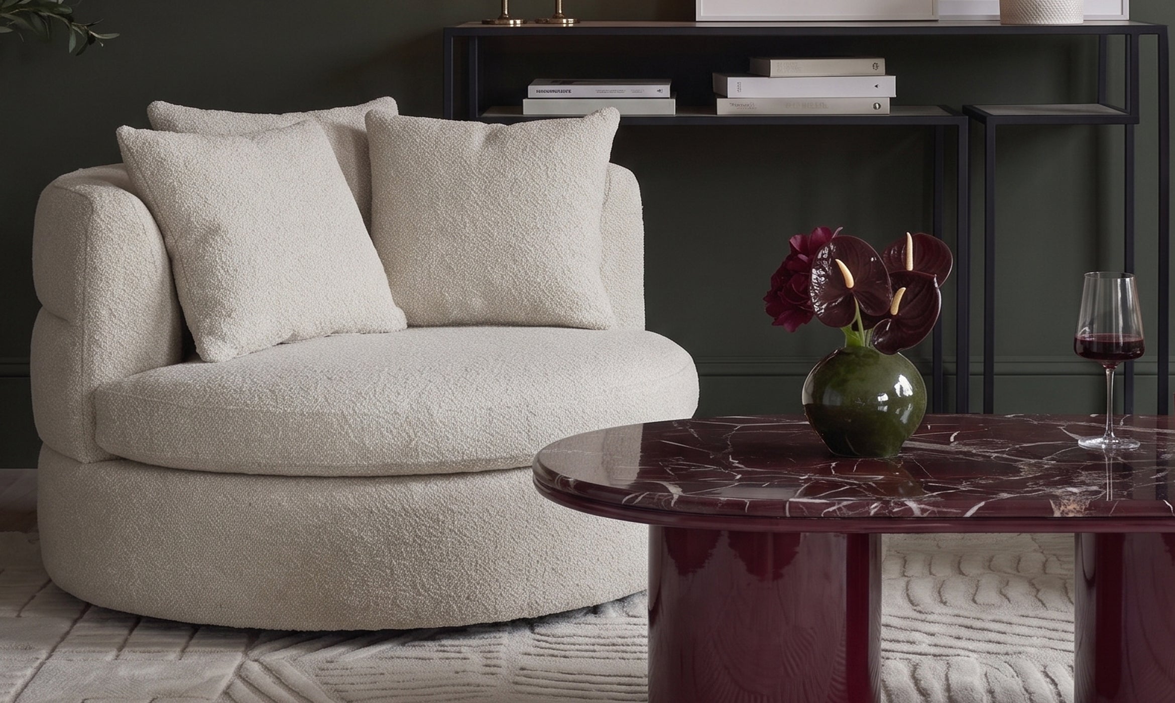 Gwen natural fabric swivel armchair