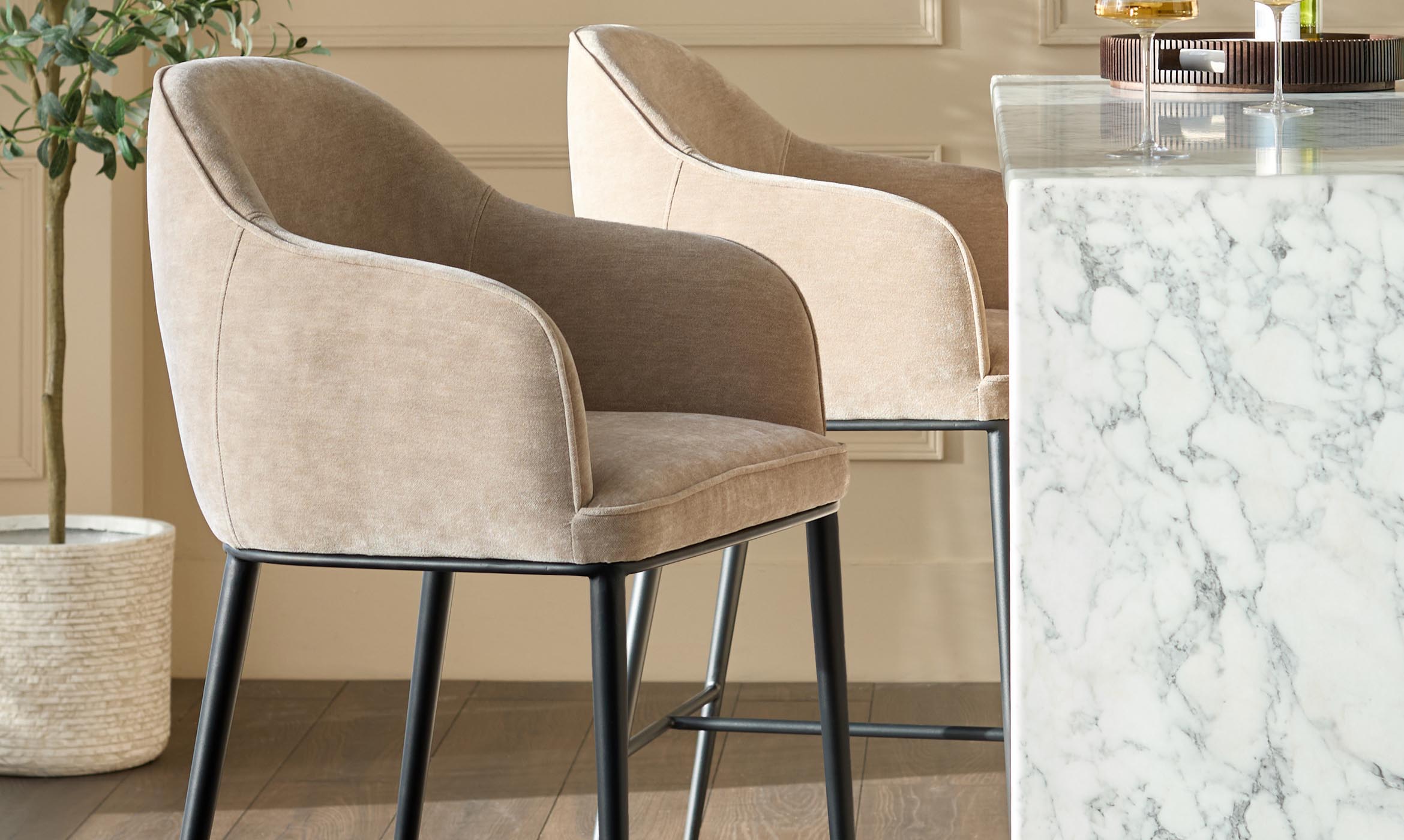 Harley champagne chenille bar stool