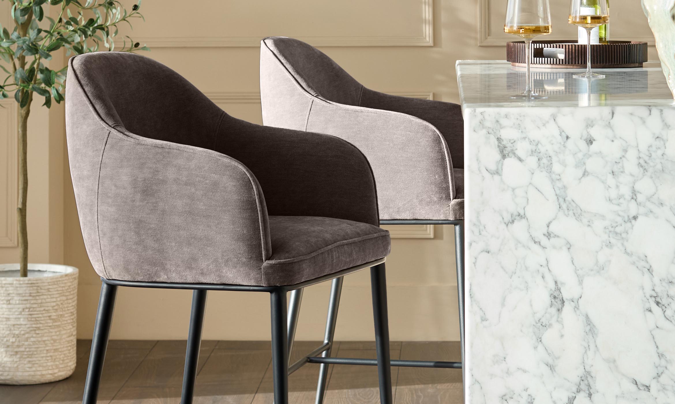 Harley mocha chenille bar stool