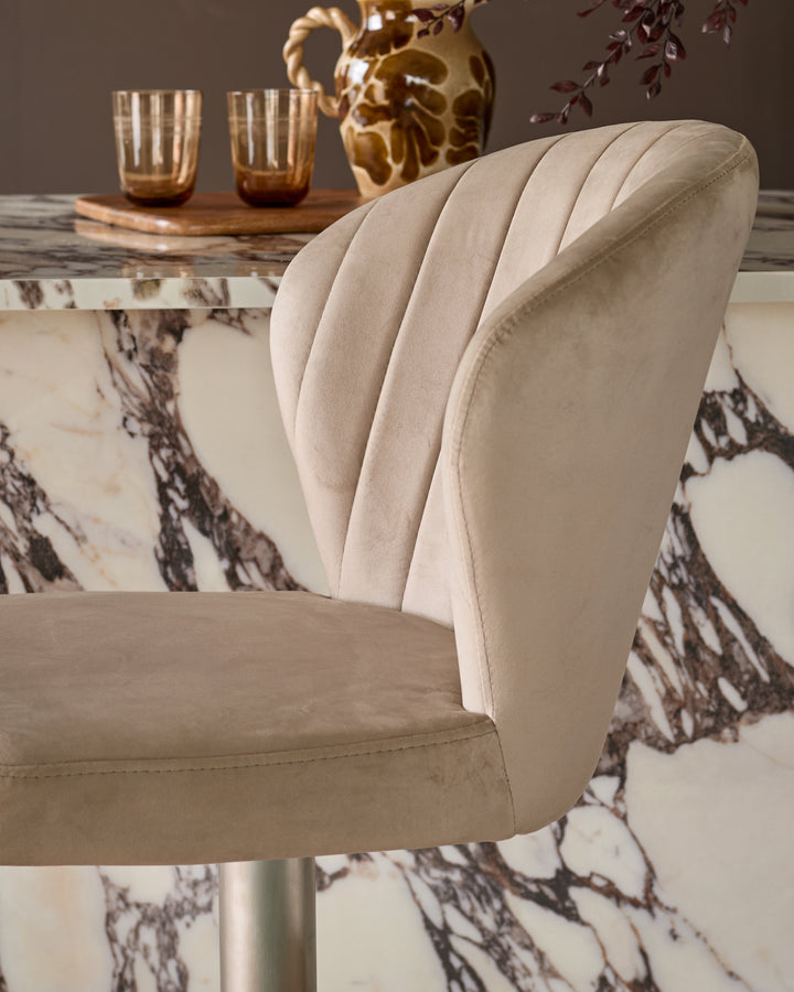 Harper Champagne Velvet Gas Lift Bar Stool