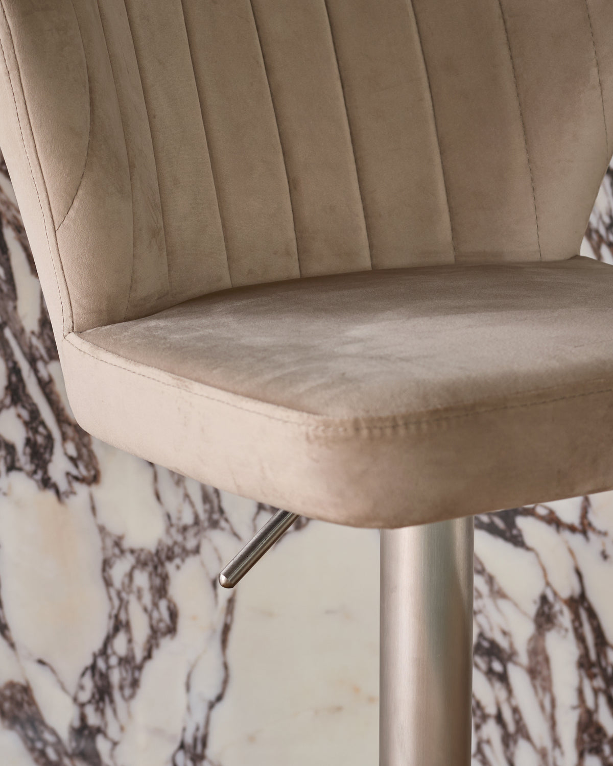 Harper Champagne Velvet Gas Lift Bar Stool