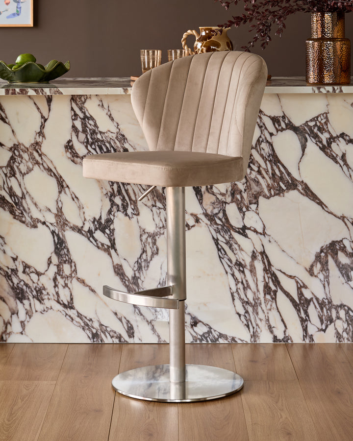 Harper Champagne Velvet Gas Lift Bar Stool
