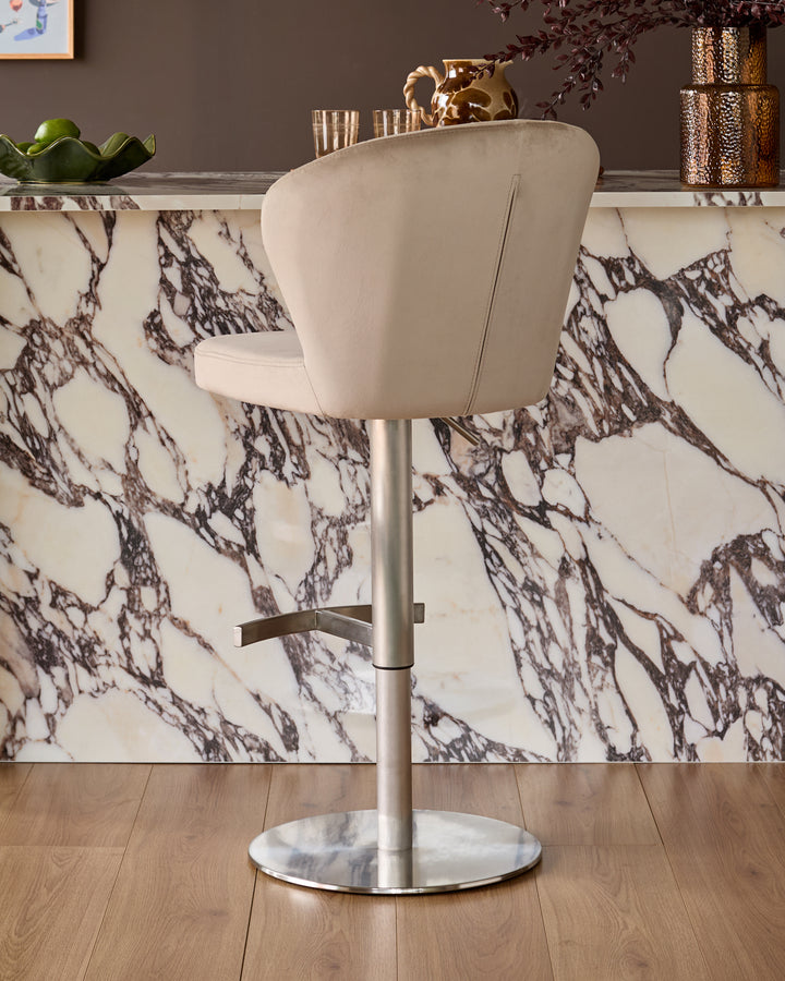 Harper Champagne Velvet Gas Lift Bar Stool