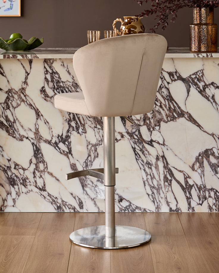 Harper Champagne Velvet Gas Lift Bar Stool