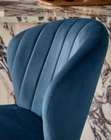 Harper Dark Blue Velvet Gas Lift Bar Stool