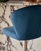 Harper Dark Blue Velvet Gas Lift Bar Stool
