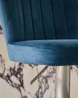 Harper Dark Blue Velvet Gas Lift Bar Stool
