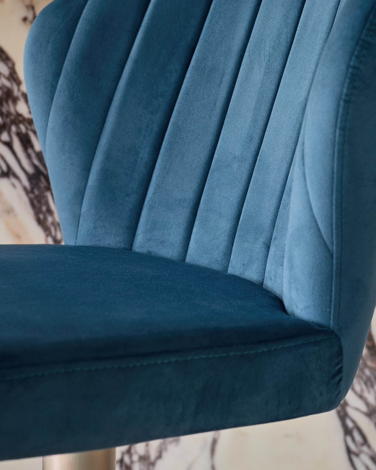 Harper Dark Blue Velvet Gas Lift Bar Stool