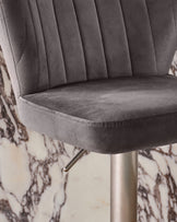 Harper Dark Grey Velvet Gas Lift Bar Stool