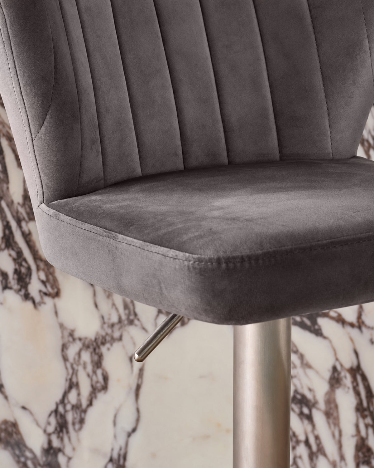 Harper Dark Grey Velvet Gas Lift Bar Stool