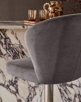Harper Dark Grey Velvet Gas Lift Bar Stool