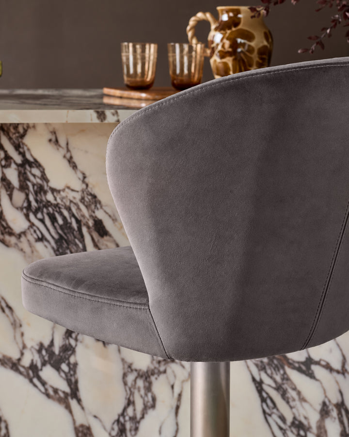 Harper Dark Grey Velvet Gas Lift Bar Stool