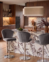 Harper Dark Grey Velvet Gas Lift Bar Stool