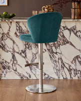 Harper Dark Teal Velvet Gas Lift Bar stool