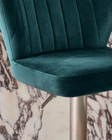 Harper Dark Teal Velvet Gas Lift Bar stool