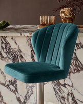Harper Dark Teal Velvet Gas Lift Bar stool