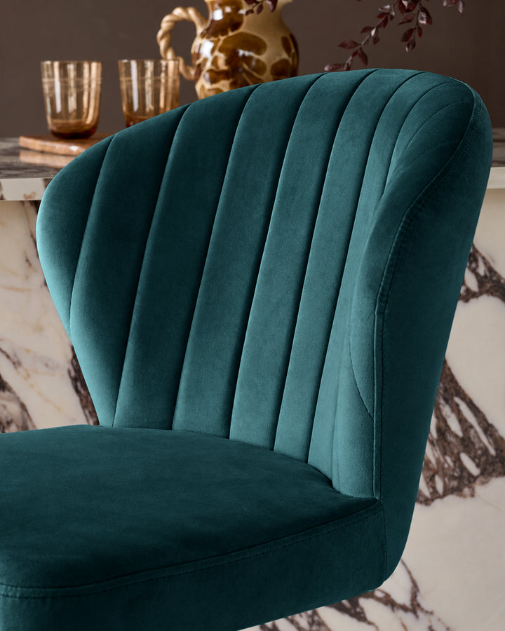 Harper Dark Teal Velvet Gas Lift Bar stool