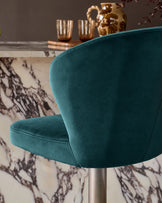 Harper Dark Teal Velvet Gas Lift Bar stool