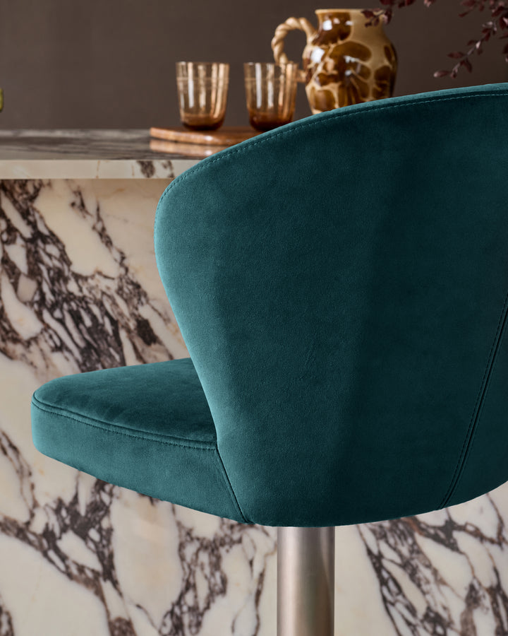 Harper Dark Teal Velvet Gas Lift Bar stool