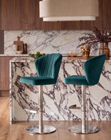Harper Dark Teal Velvet Gas Lift Bar stool