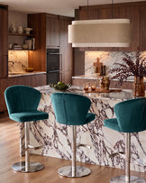 Harper Dark Teal Velvet Gas Lift Bar stool