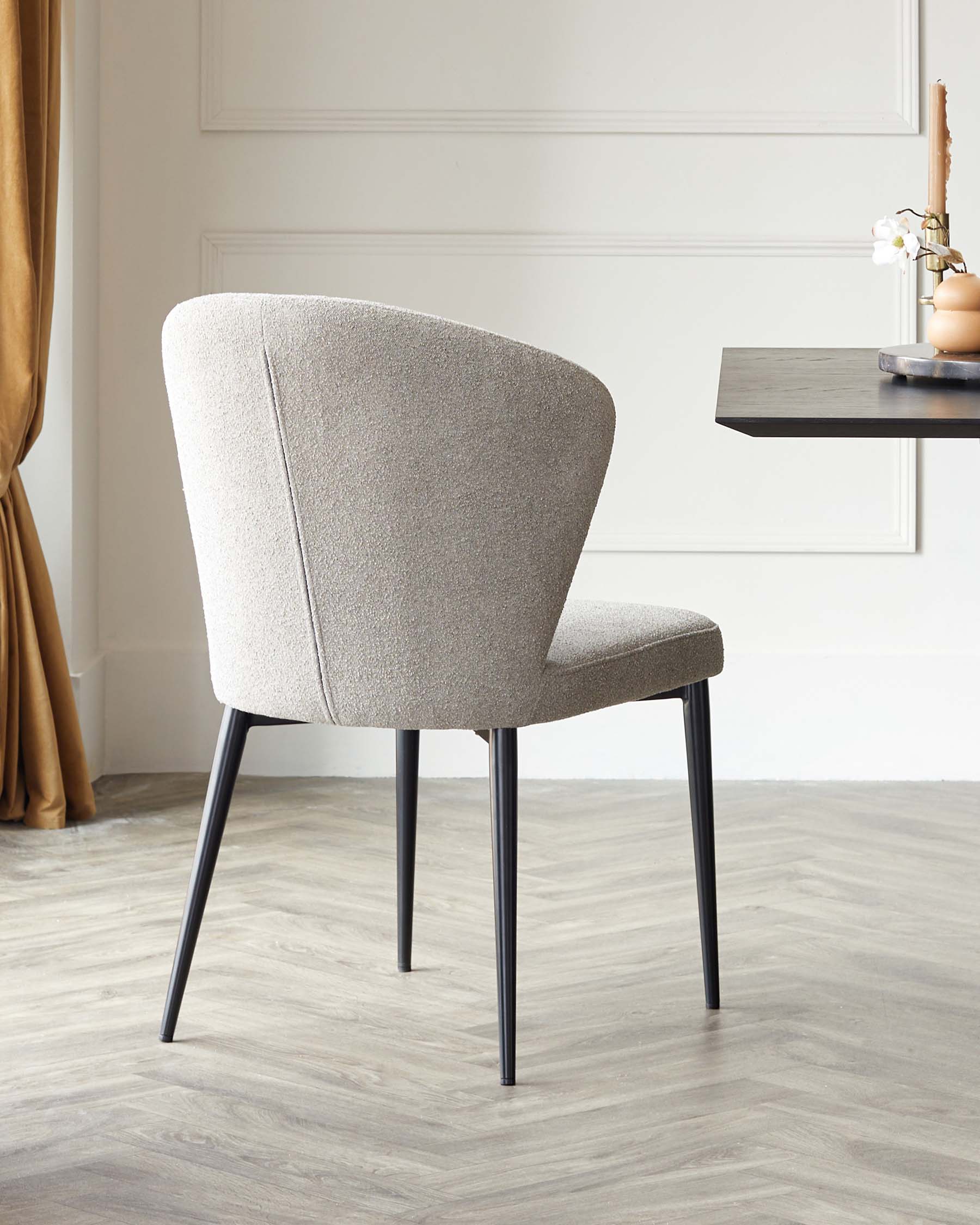 Harper Light Grey Boucle Black Metal Dining Chair – Danetti