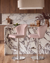 Harper Pink Velvet Gas Lift Bar Stool