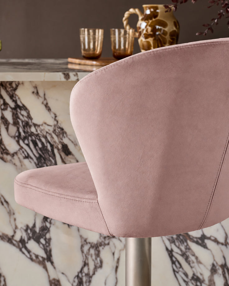 Harper Pink Velvet Gas Lift Bar Stool
