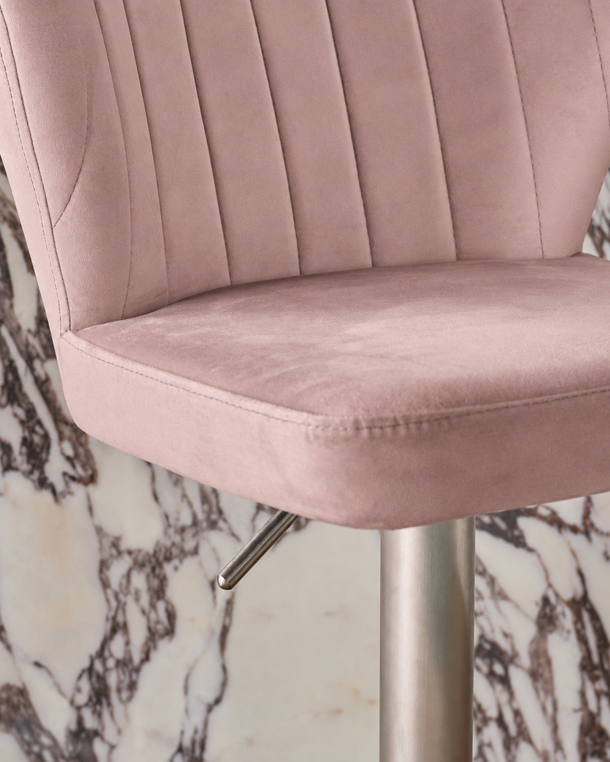 Harper Pink Velvet Gas Lift Bar Stool
