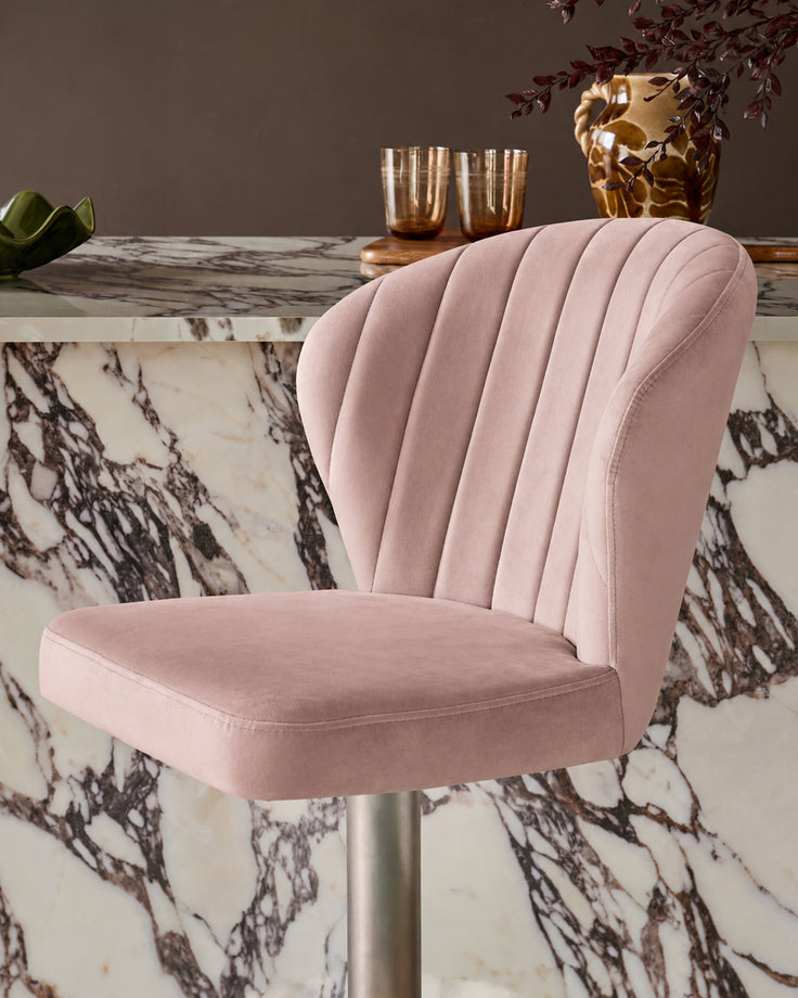 Harper Pink Velvet Gas Lift Bar Stool