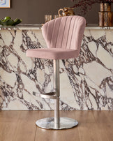 Harper Pink Velvet Gas Lift Bar Stool